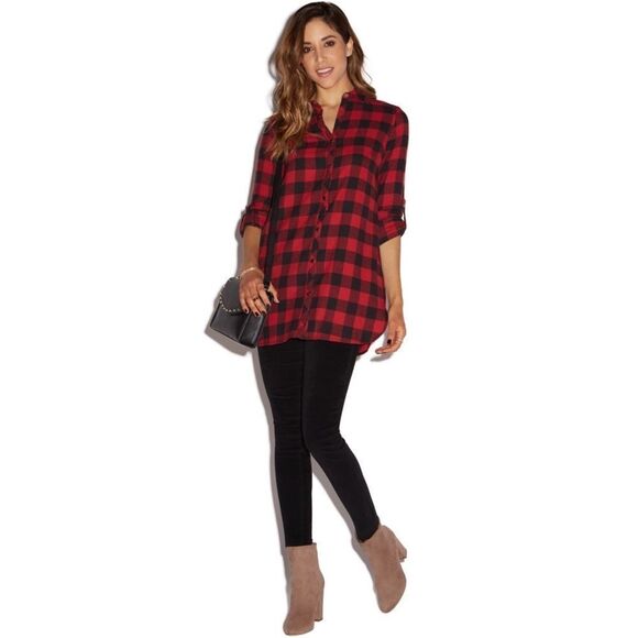 ✨ HP✨LONGLINE FLANNEL TUNIC✨ - Picture 1 of 3